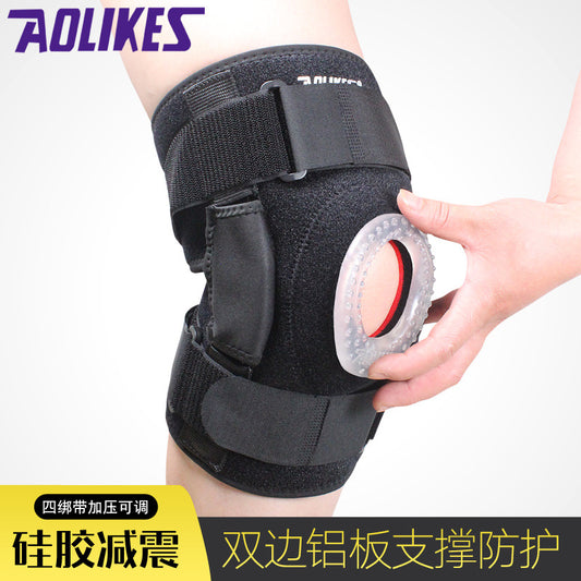 AOLIKES Knee Brace Polycentric Hinges Professional Sports Safety Knee Support Black Knee Pad Guard Protector Strap joelheira