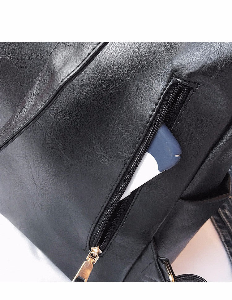 Factory direct retro PU soft leather backpack large capacity college style travel leisure high school big fashion wild bag