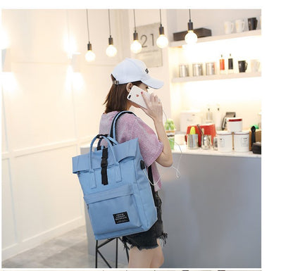 2020 new 600D shoulder bag female Korean version of the wild one-shoulder dual-use large backpack canvas travel bag school bag female bag