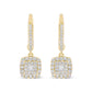 14K Yellow Gold 5/8 Cttw Invisible-Set Princess Diamond Square Halo Dangle Earring (H-I Color, SI1-SI2 Clarity)