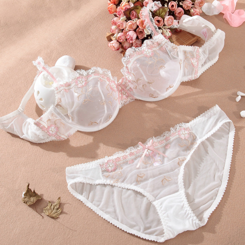 Factory wholesale sexy bra set, ultra-thin embroidery, underwear generation, soft beads palace bra