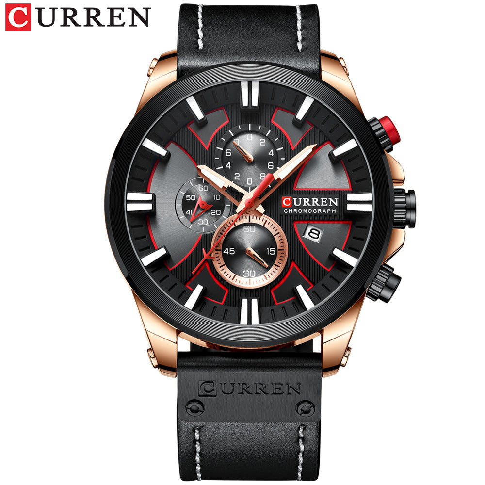 Curren 8346 men's watch watches belt watch six-pin multi-functional calendar men's watch