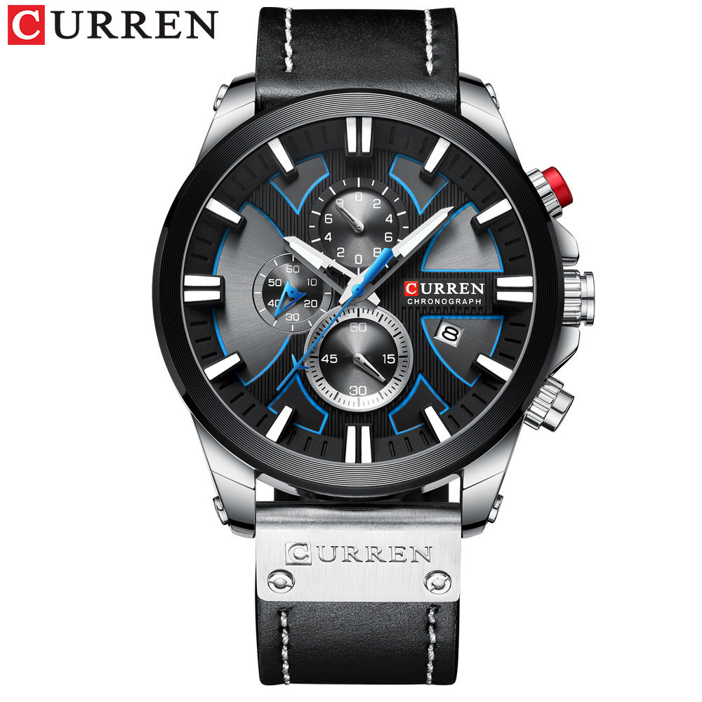 Curren 8346 men's watch watches belt watch six-pin multi-functional calendar men's watch