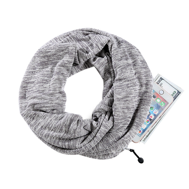 soft stretch high-grade mixed-color wool scarf scarf handbag dual-use couple double-sided zipper pocket scarf