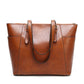 Fashion women's bag retro European and American shoulder Messenger bag foreign trade oil wax leather handbag large capacity tote bag